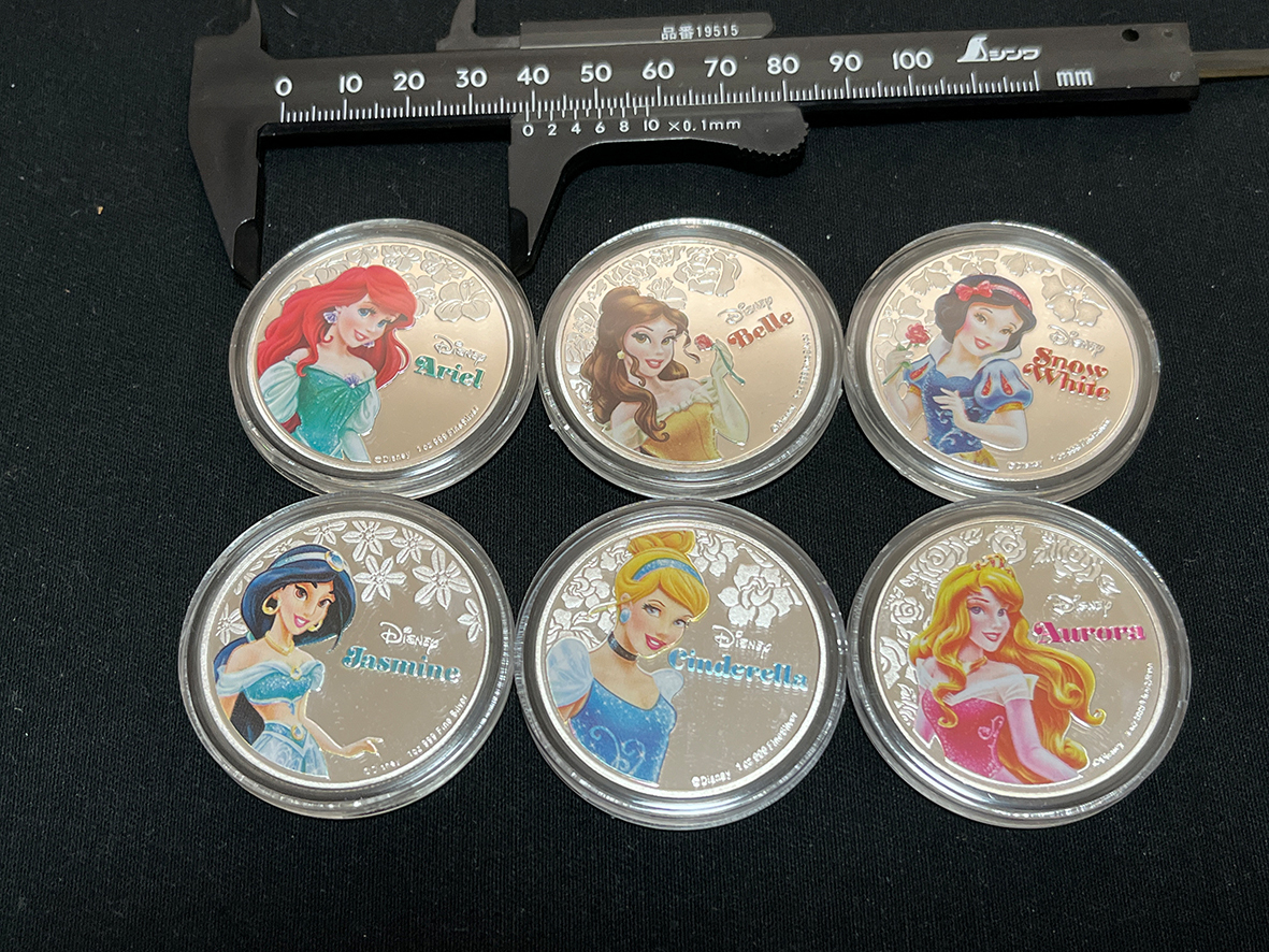 【X221】海外丸形記念銀貨 カラーコイン メダル 2020年ニュージーランド エリザベスⅡ ディズニー 白雪姫 6枚の画像1