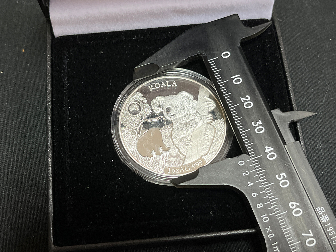 【X290】2019年オーストラリア銀貨　コアラ,エリザベスⅡ 証明書付　34g (スラブ) Coin Collection 磁石に付かない_画像6