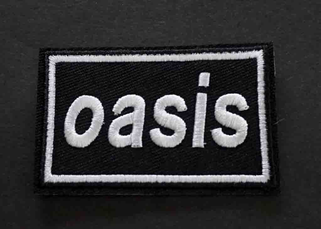  《黒白OS四角》黒白■新品未使用 『oasis/オアシス』イギリス バンド 刺繍ワッペン（パッチ） ■ミュージック 音楽 楽器 仲間 ■_画像1