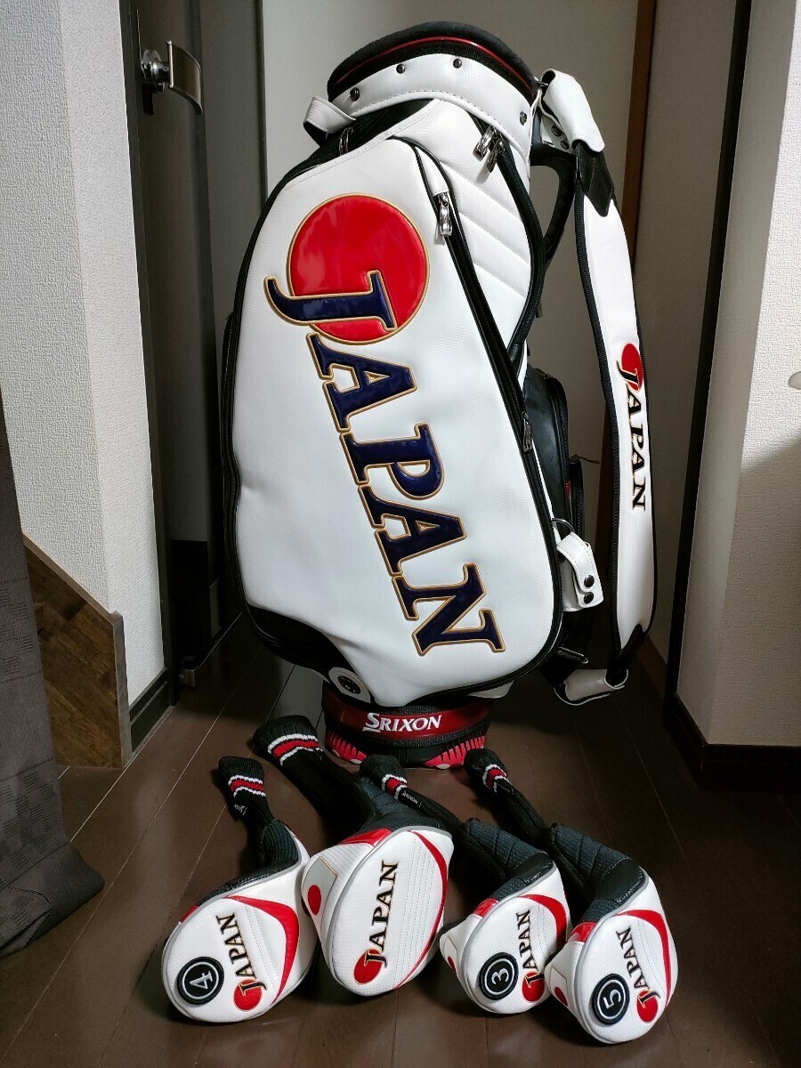 ☆【SRIXON】DUNLOP☆JAPAN NATIONAL TEAM MODEL☆ゴルフ☆キャディバッグ☆ヘッドカバー4つ付☆USED【237】の画像1