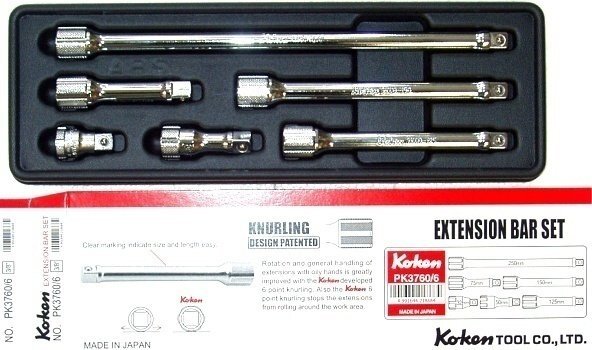 在庫有 PK3760/6 コーケン(Ko-ken) エクステンションバーセット 3/8(9.5mm)sq. インボイス制度対応 代引発送不可 税込特価