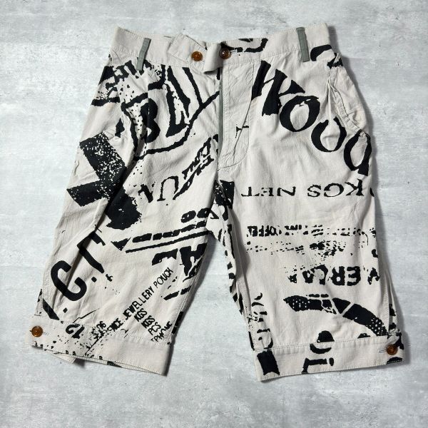 L0042 Vivienne Westwood RED LABEL ヴィヴィアンウエストウッド レッドレーベル レディース 総柄 ハーフパンツ ひざ丈 グレー 3_画像1