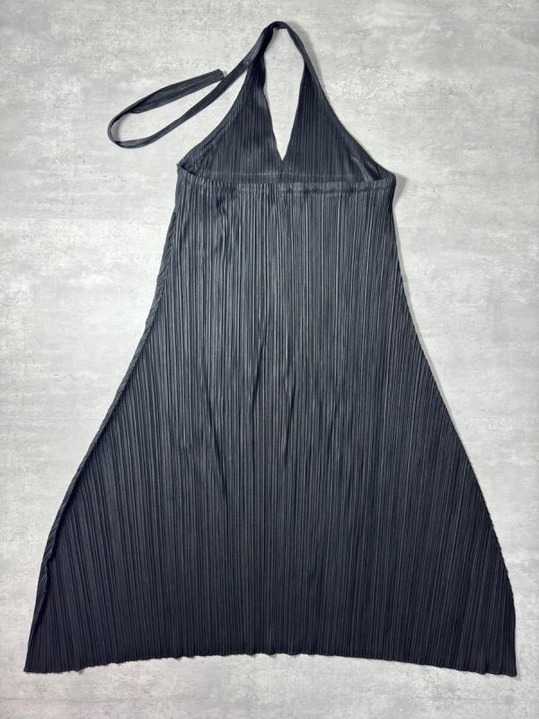 L0036 PLEATS PLEASE ISSEY MIYAKE プリーツプリーズ イッセイミヤケ レディース ホルターネック ロング ワンピース ドレス ブラック 2_画像4