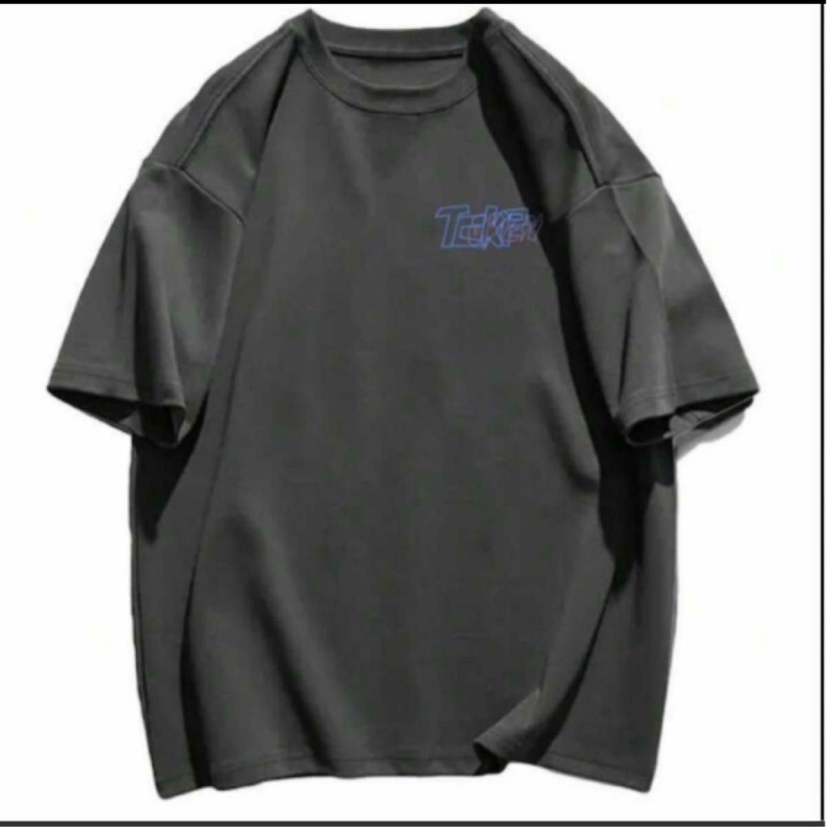 新品　レディース　バックプリント　半袖Tシャツ　グレー　大きいサイズ　2XL 3L オーバーサイズ　韓国風　コットン100男女兼用