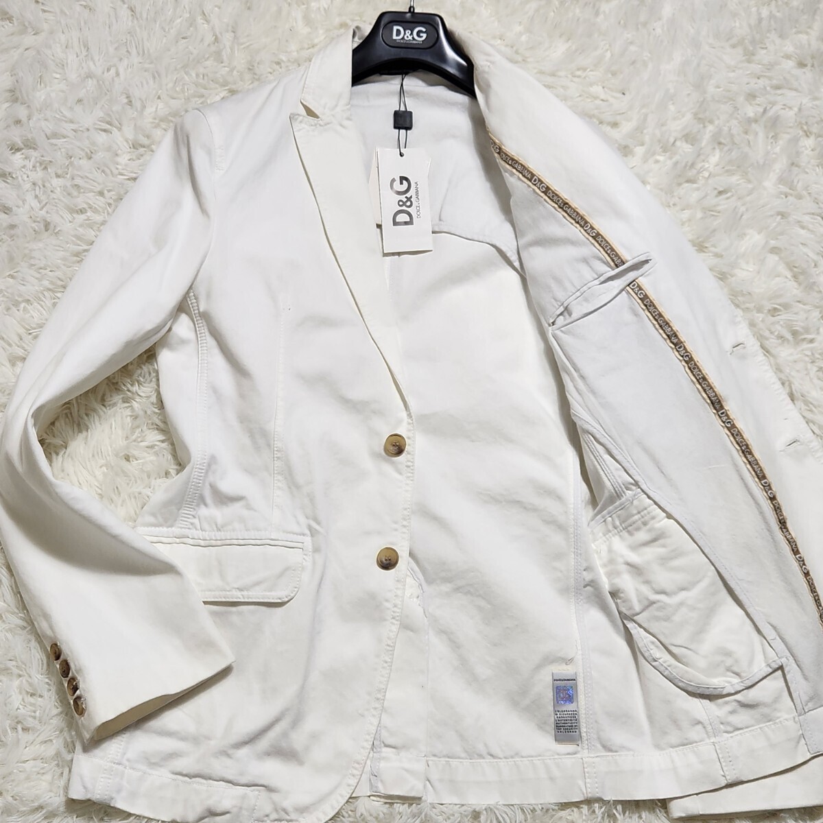  не использовался хранение товар редкий L соответствует DOLCE&GABBANA Dolce & Gabbana tailored jacket линия лента summer жакет белый специальный вешалка 