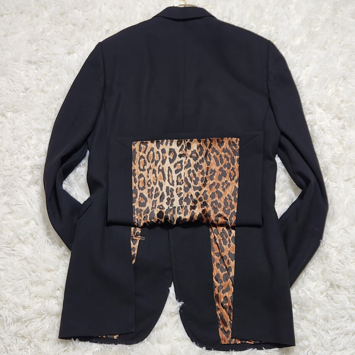  превосходный товар DOLCE&GABBANA [ другой .. присутствие ] Dolce & Gabbana tailored jacket подкладка общий рисунок Leopard леопардовый рисунок черный summer шерсть 
