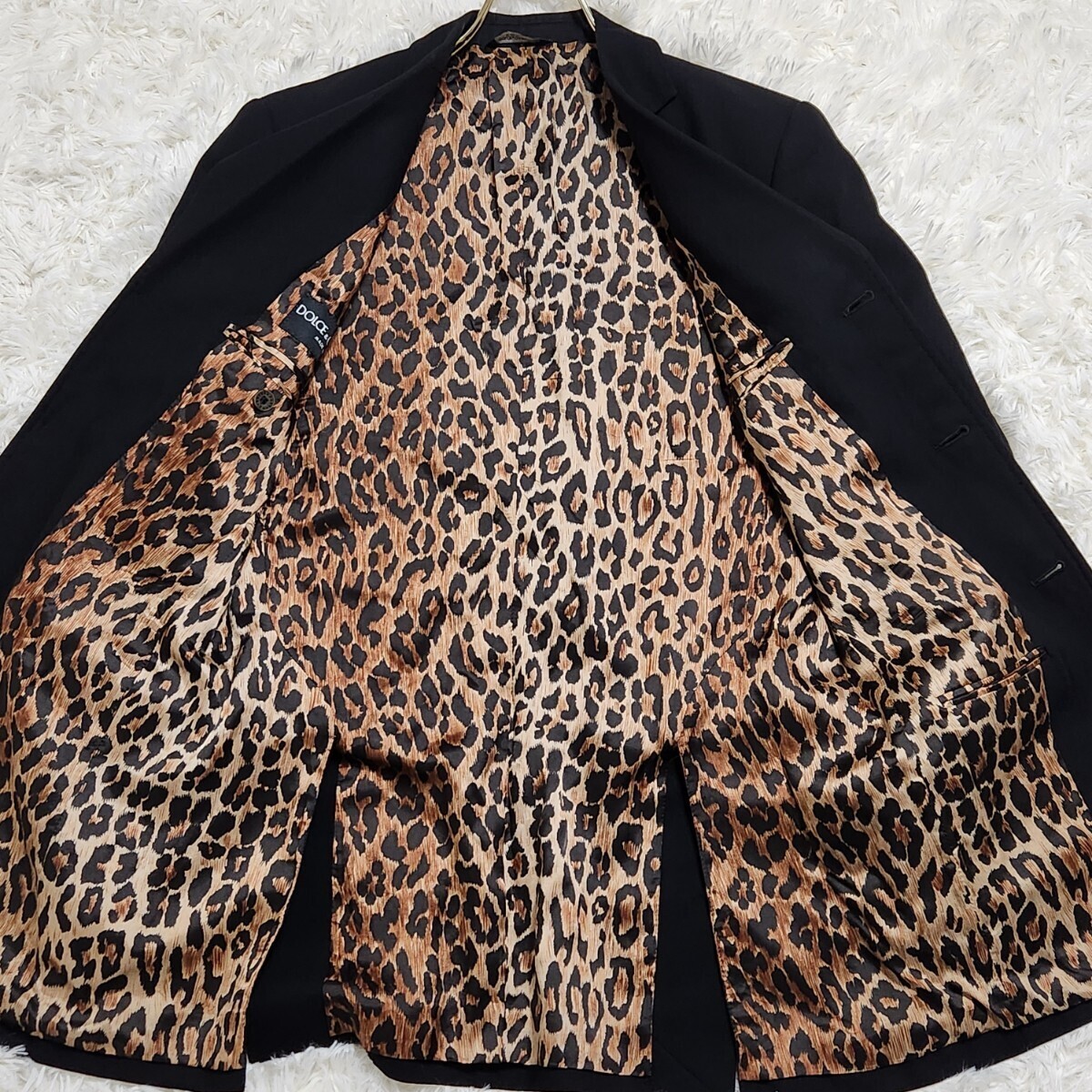  превосходный товар DOLCE&GABBANA [ другой .. присутствие ] Dolce & Gabbana tailored jacket подкладка общий рисунок Leopard леопардовый рисунок черный summer шерсть 