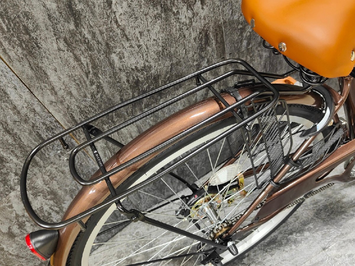 【訳ありアウトレット品】26インチ折り畳み自転車シティサイクル シングルギア ブラウン【SK01945】の画像5