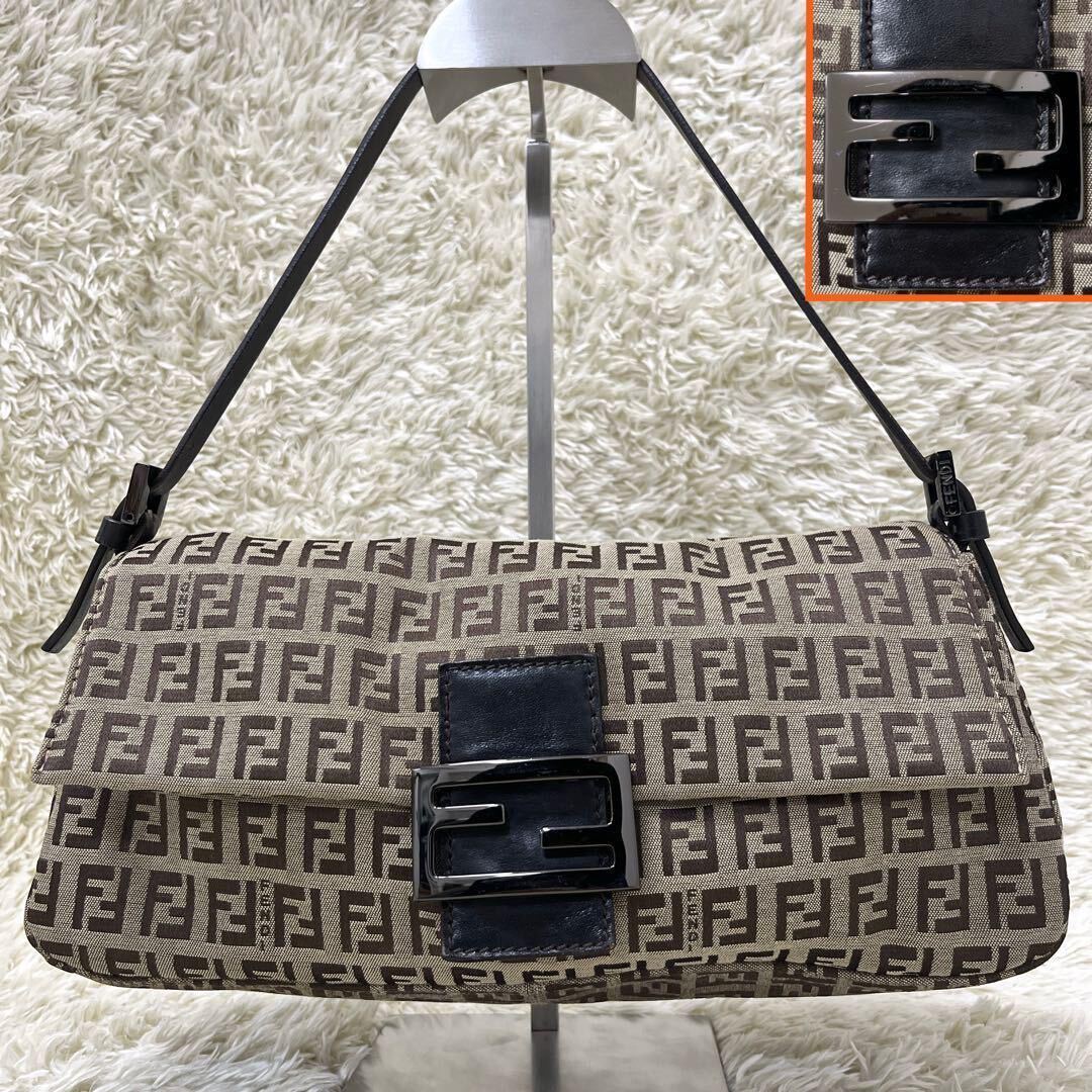 美品 FENDI フェンディ ズッキーノ マンマバケット ミニマンマ ワンショルダー FFロゴ 金具 SV ハンドバッグ ショルダーバッグ 肩掛け_画像1