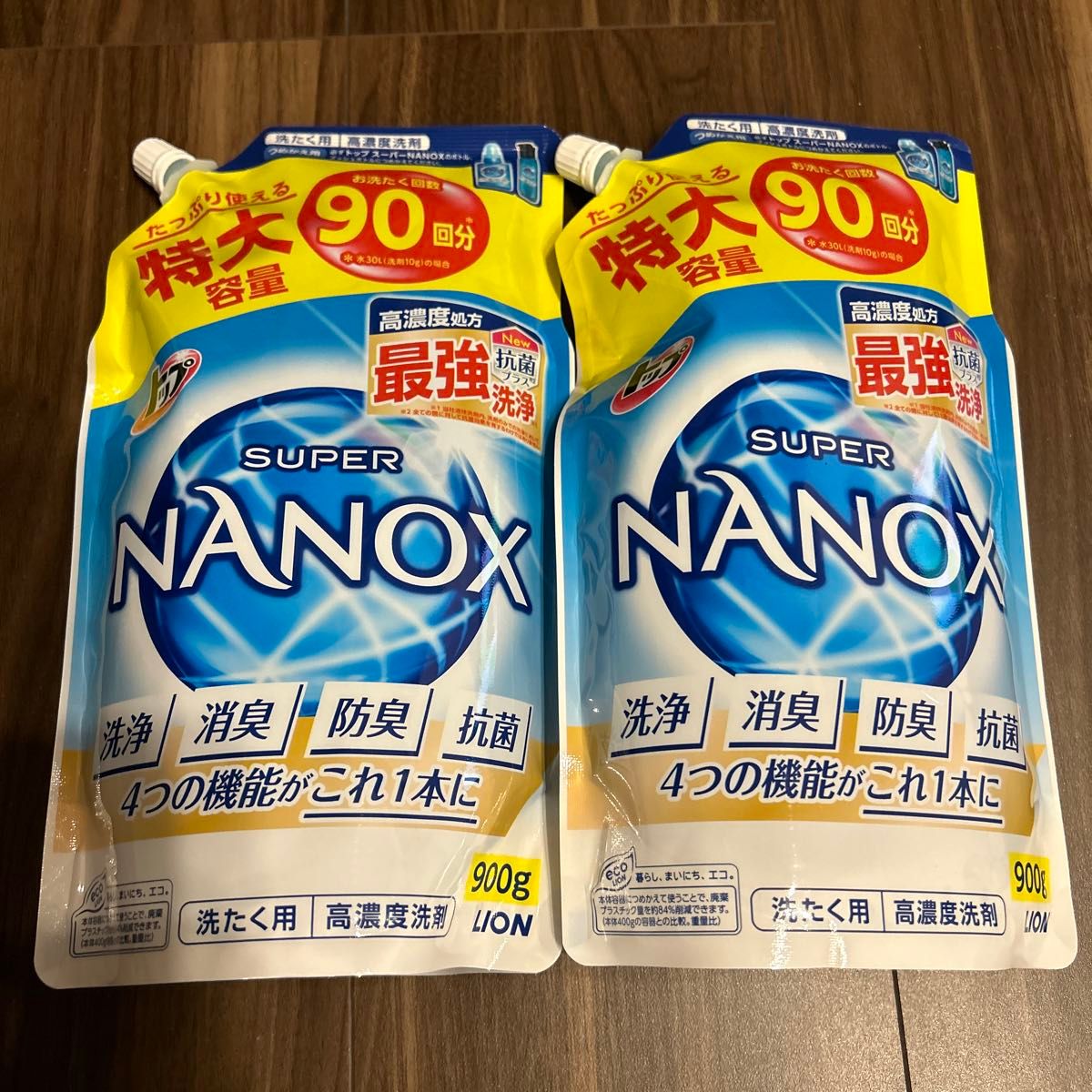 スーパーナノックス 900g 洗濯洗剤 特大容量 2袋 詰替用 液体 トップ LION NANOX 詰め替え