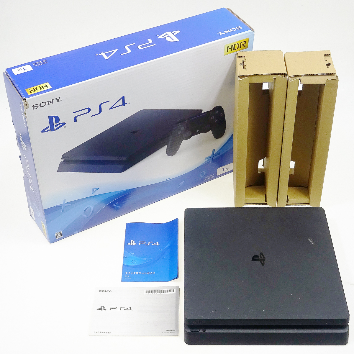 ( 動作確認済 ) 箱説付 PS4 本体 CUH-2100B 付属品なし ジェットブラック SONY PlayStation4 ジャンク扱い現状品 配送宅急便100サイズの画像1