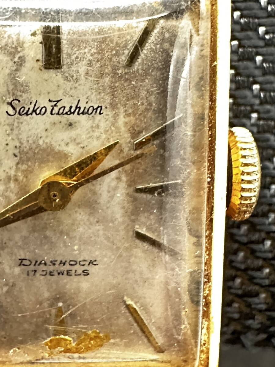 T4014 Seiko Fashion DIASHOCK 17JEWELS K18 5298刻印 セイコー ダイアショック 腕時計 18金の画像3