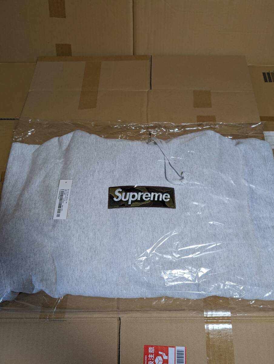 送料無料 XL Supreme Box Logo Hooded Sweatshirt Ash Grey シュプリーム ボックス ロゴ フーディー スウェットシャツ アッシュ グレーの画像1