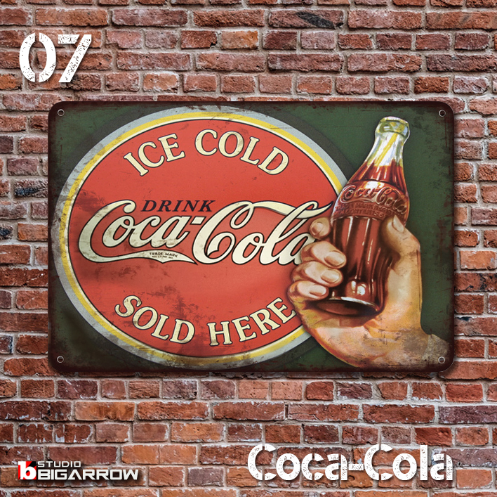 07 ブリキ看板 20×30㎝ Coca-Cola コカ・コーラ ガレージ メタルプレート アメリカンインテリア 世田谷ベース