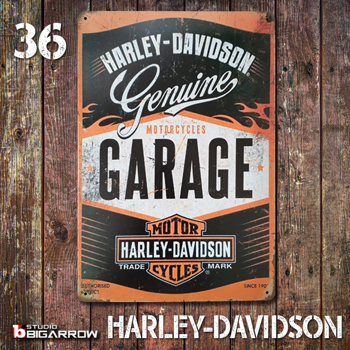 36 ブリキ看板 20×30㎝ HARLEY-DAVIDSON ハーレーダビッドソン ガレージ スチール アンティーク アメリカンインテリア 世田谷ベースの画像1