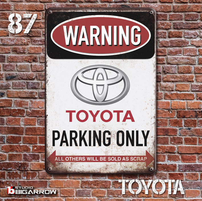 87 ブリキ看板 20×30㎝ TOYOTA PARKING ONLY トヨタ ガレージ メタルサイン アンティーク アメリカンインテリア 世田谷ベースの画像2