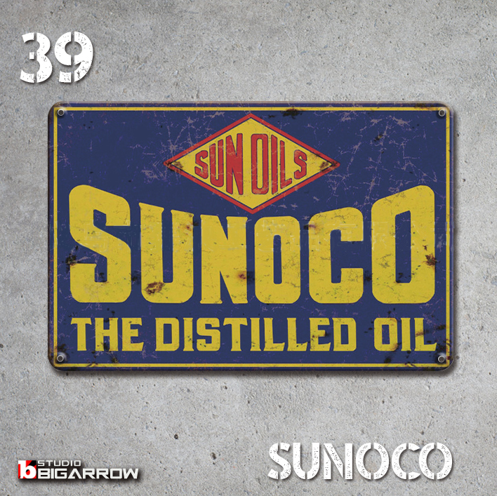 39 ブリキ看板 20×30㎝ SUNOCO OIL スノコ ガレージ メタルプレート アメリカンインテリア 世田谷ベースの画像3