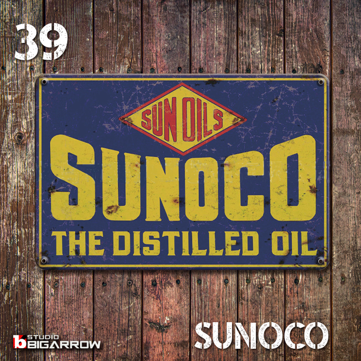 39 ブリキ看板 20×30㎝ SUNOCO OIL スノコ ガレージ メタルプレート アメリカンインテリア 世田谷ベースの画像1