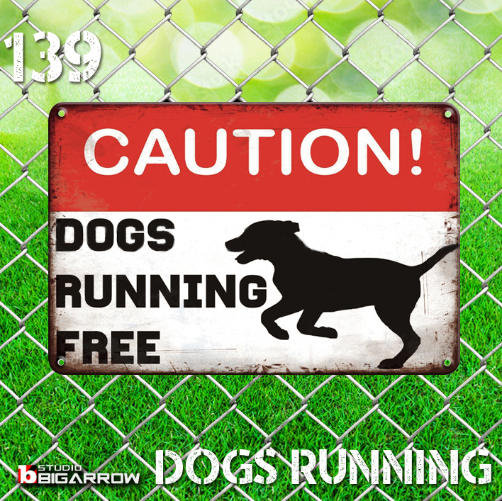 139 ブリキ看板 20×30㎝ DOGRUN ドッグラン 愛犬 ガレージ スチール アンティーク アメリカンインテリア 世田谷ベースの画像1