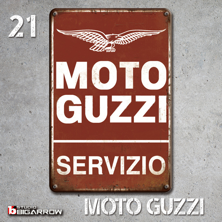 21 ブリキ看板 20×30㎝ MOTOGUZZI モトグッチ ガレージ スチール アンティーク アメリカンインテリア 世田谷ベースの画像3