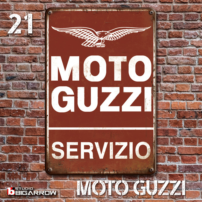 21 ブリキ看板 20×30㎝ MOTOGUZZI モトグッチ ガレージ スチール アンティーク アメリカンインテリア 世田谷ベースの画像2