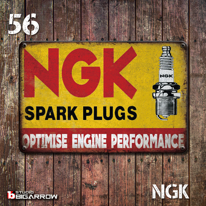 56 ブリキ看板 20×30㎝ NGK SPARK PLUGS NGKスパークプラグ ガレージ メタルプレート アメリカンインテリア 世田谷ベースの画像1