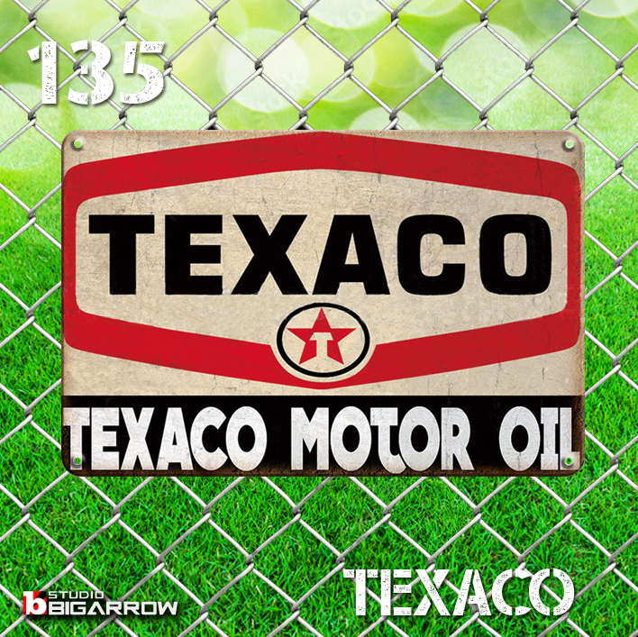 135 ブリキ看板 20×30㎝ TEXACO MOTOR OIL テキサコオイル ガレージ スチール アンティーク アメリカンインテリア 世田谷ベース_画像3