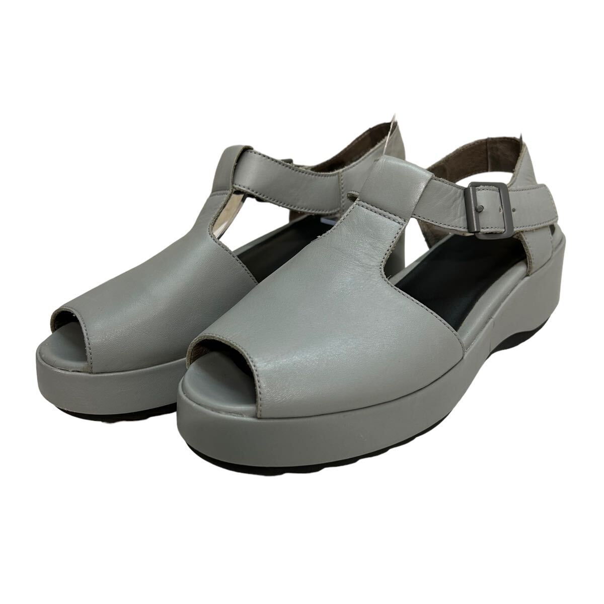 A777 CAMPER Camper lady's strap sandals 35 approximately 22.5cm light gray leather excellent 