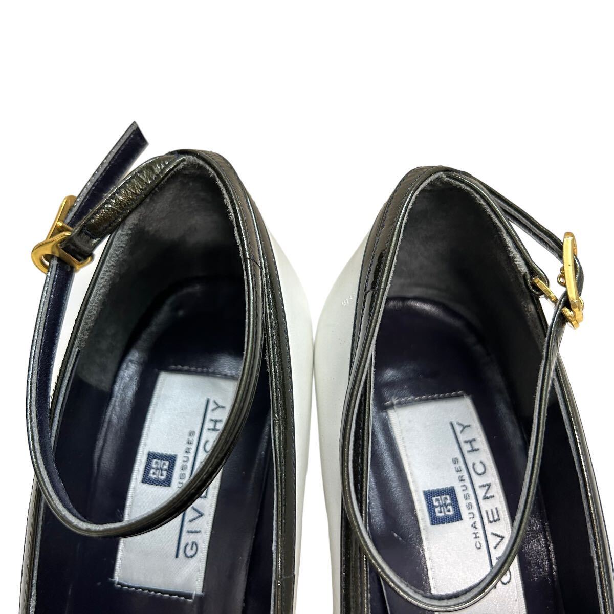 A940 GIVENCHY Givenchy женский ремешок туфли-лодочки 35.5 примерно 22.5cm белый кожа сделано в Японии 