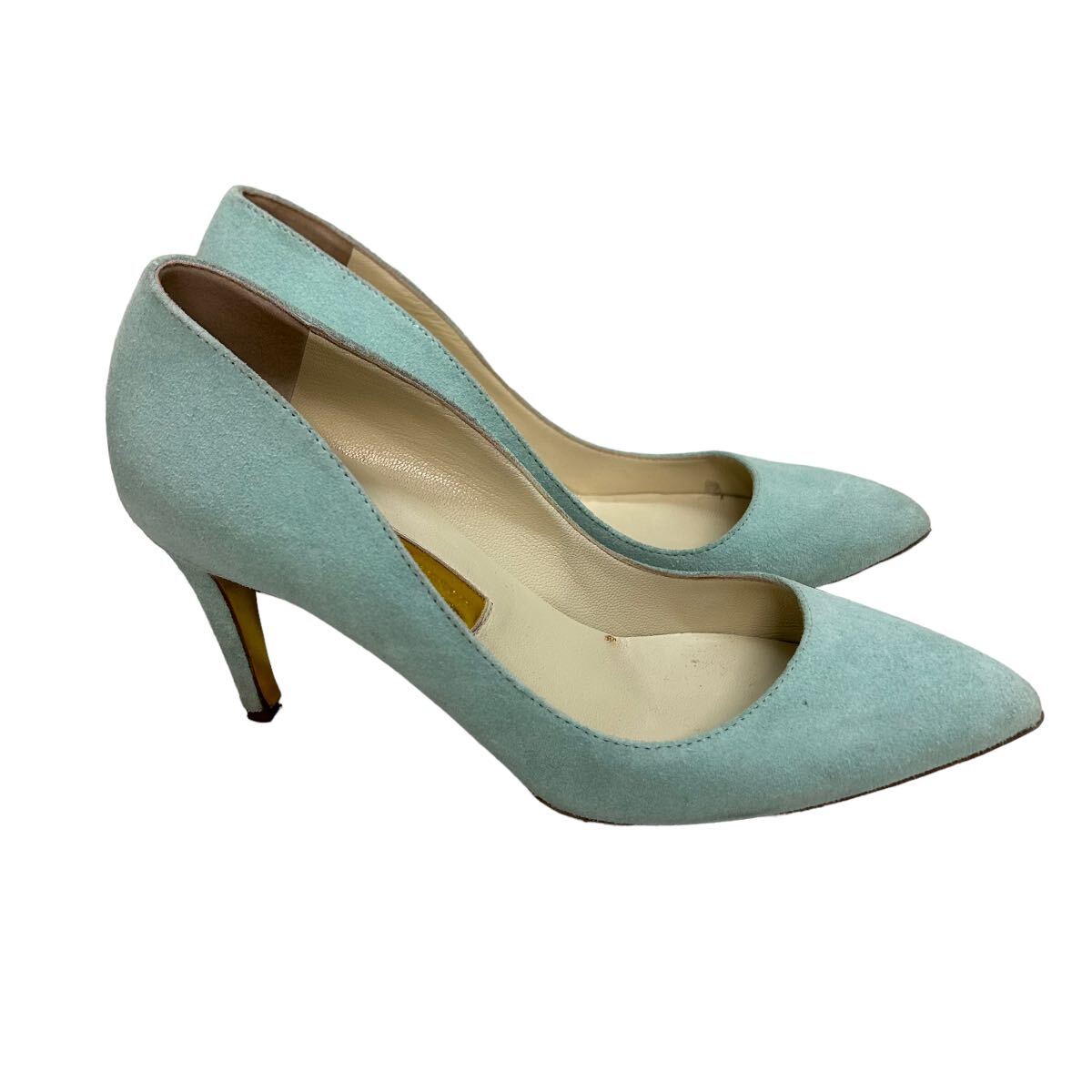 A974 Italy made Rupert Sanderson Rupert Thunder son lady's po Inte dotu pumps 37 approximately 23.5cm light blue suede 