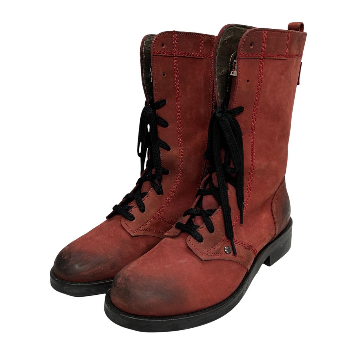 C59 DIESEL diesel lady's race up boots long boots 38 approximately 24cm red n back 