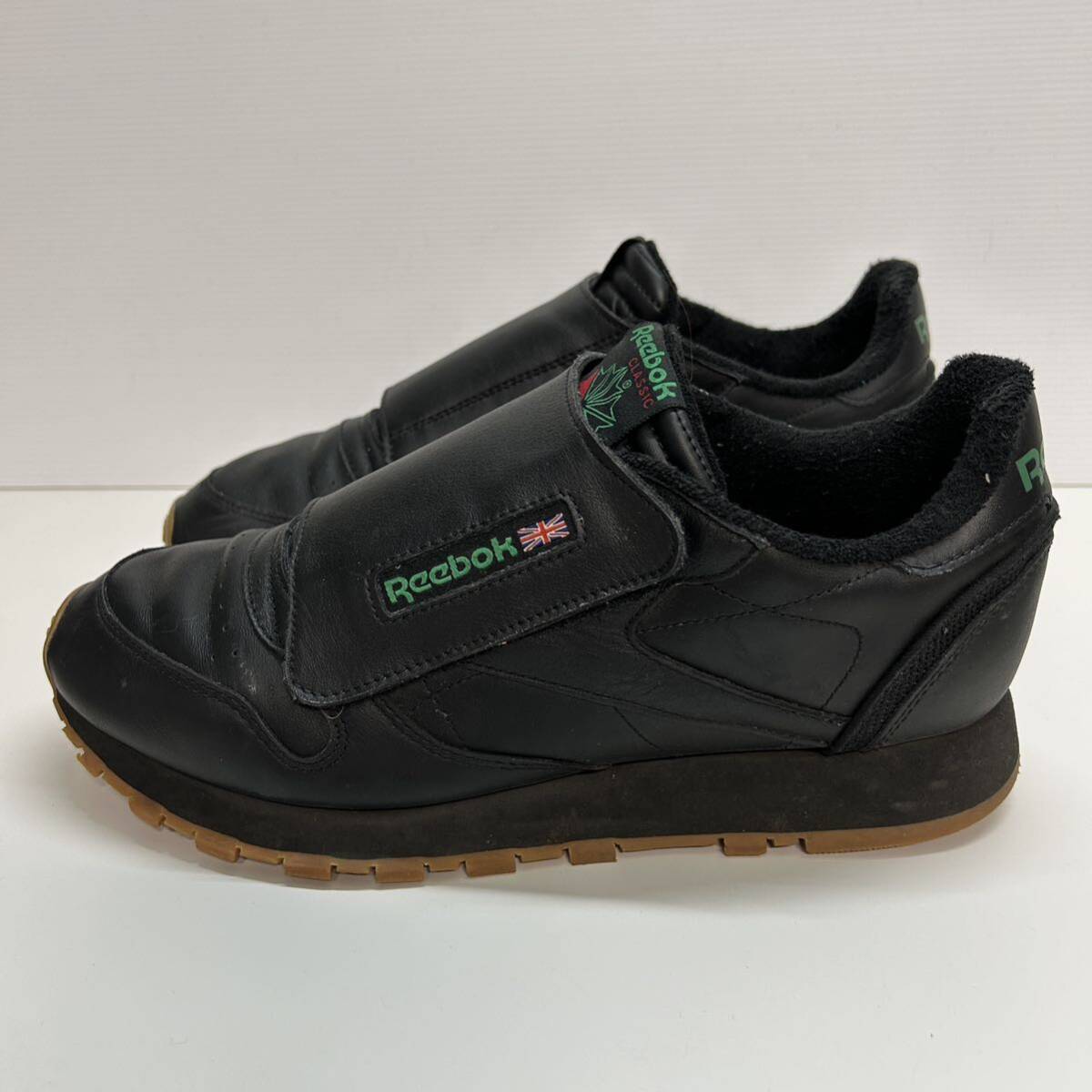 C183 Reebok リーボック cl leather stomper メンズ レザー スニーカー US9.5 27.5cm ブラック ベルクロの画像2