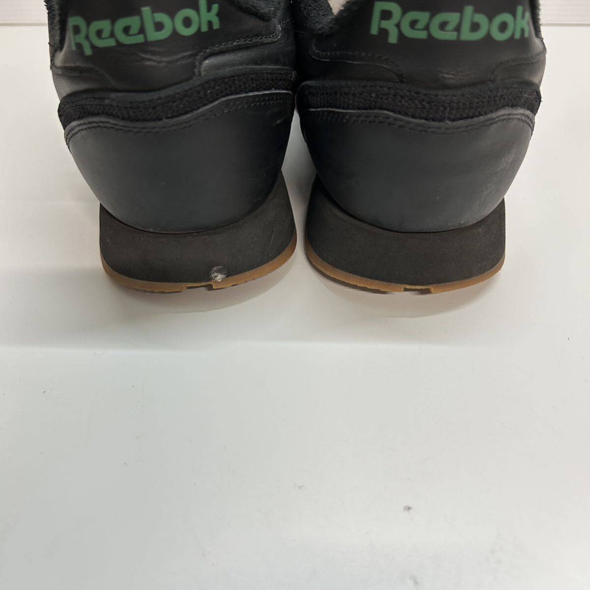 C183 Reebok リーボック cl leather stomper メンズ レザー スニーカー US9.5 27.5cm ブラック ベルクロの画像9