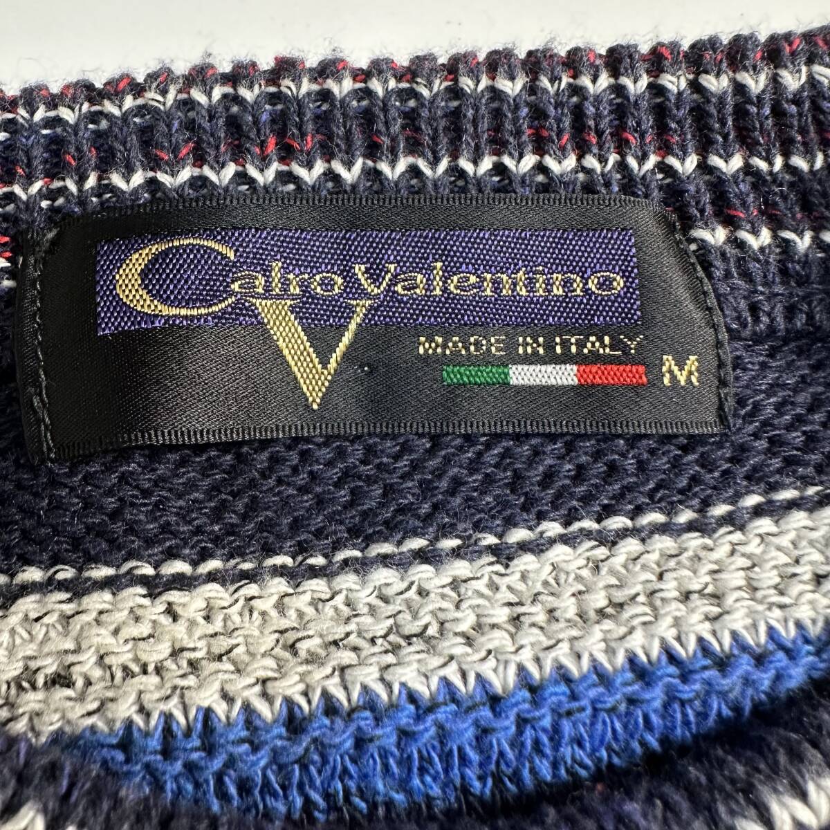 【Calro Valentino】VINTAGE カルロヴァレンティノ イタリア製 立体デザイン 古着 オールド ネイビー お洒落_画像8