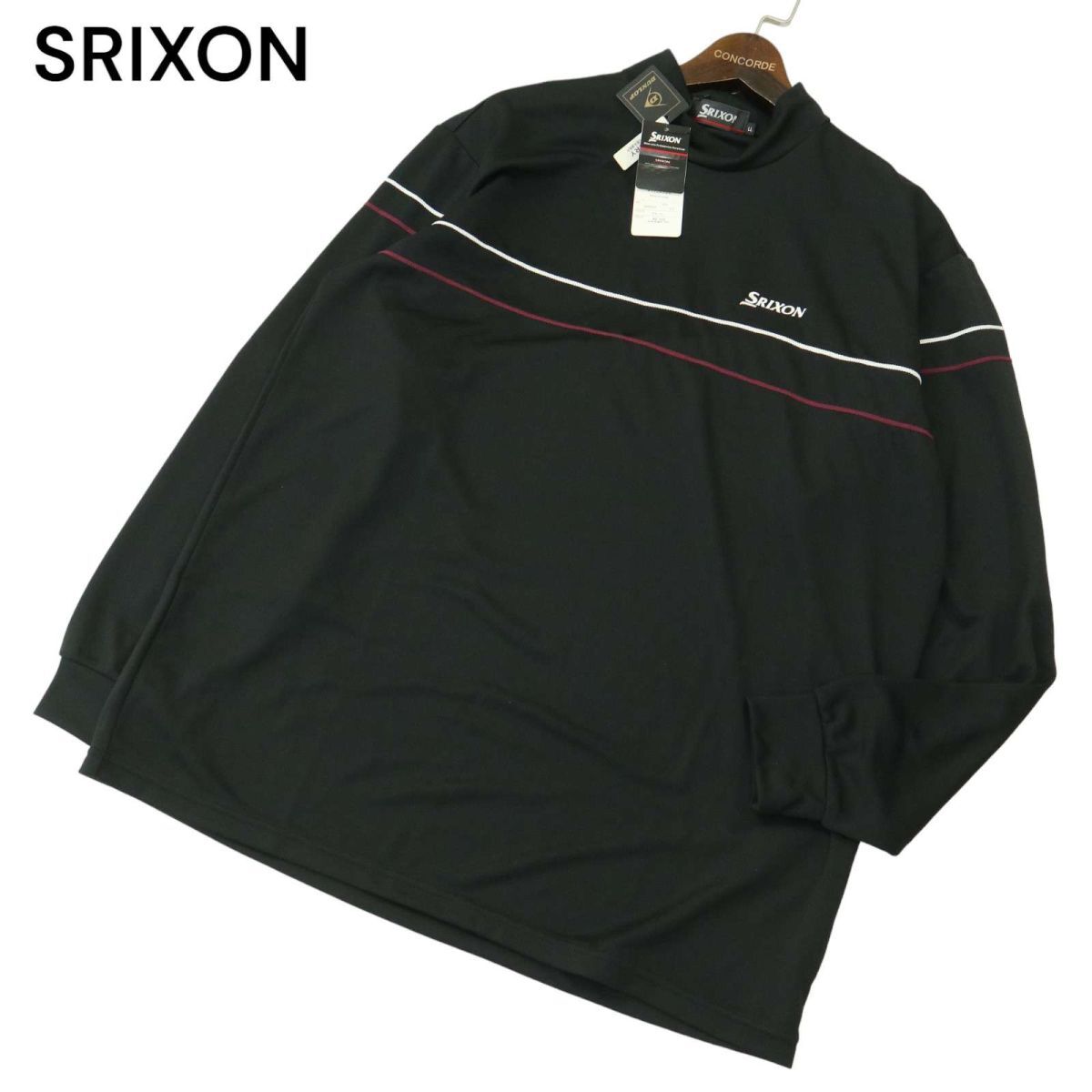 【新品 未使用】 SRIXON スリクソン 通年 長袖 モックネック カットソー シャツ Sz.LL　メンズ 黒 ゴルフ 大きいサイズ　A4T03174_3#C_画像1