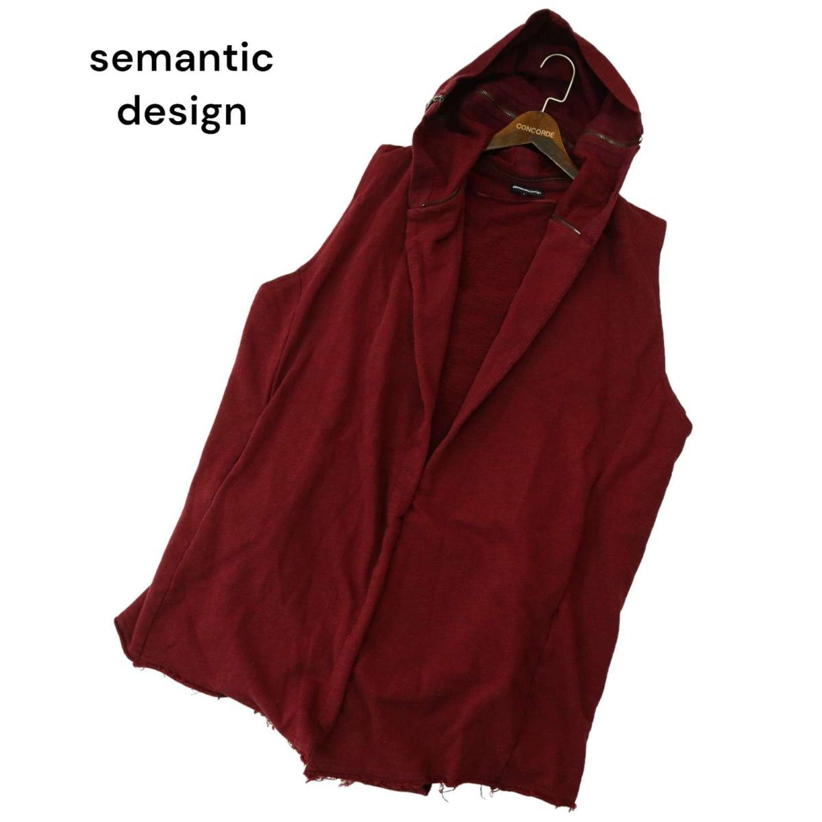 semantic design セマンティック デザイン ジップ★ フーディースウェット ノースリーブ パーカー ベスト Sz.L　メンズ　A4T03417_4#O_画像1