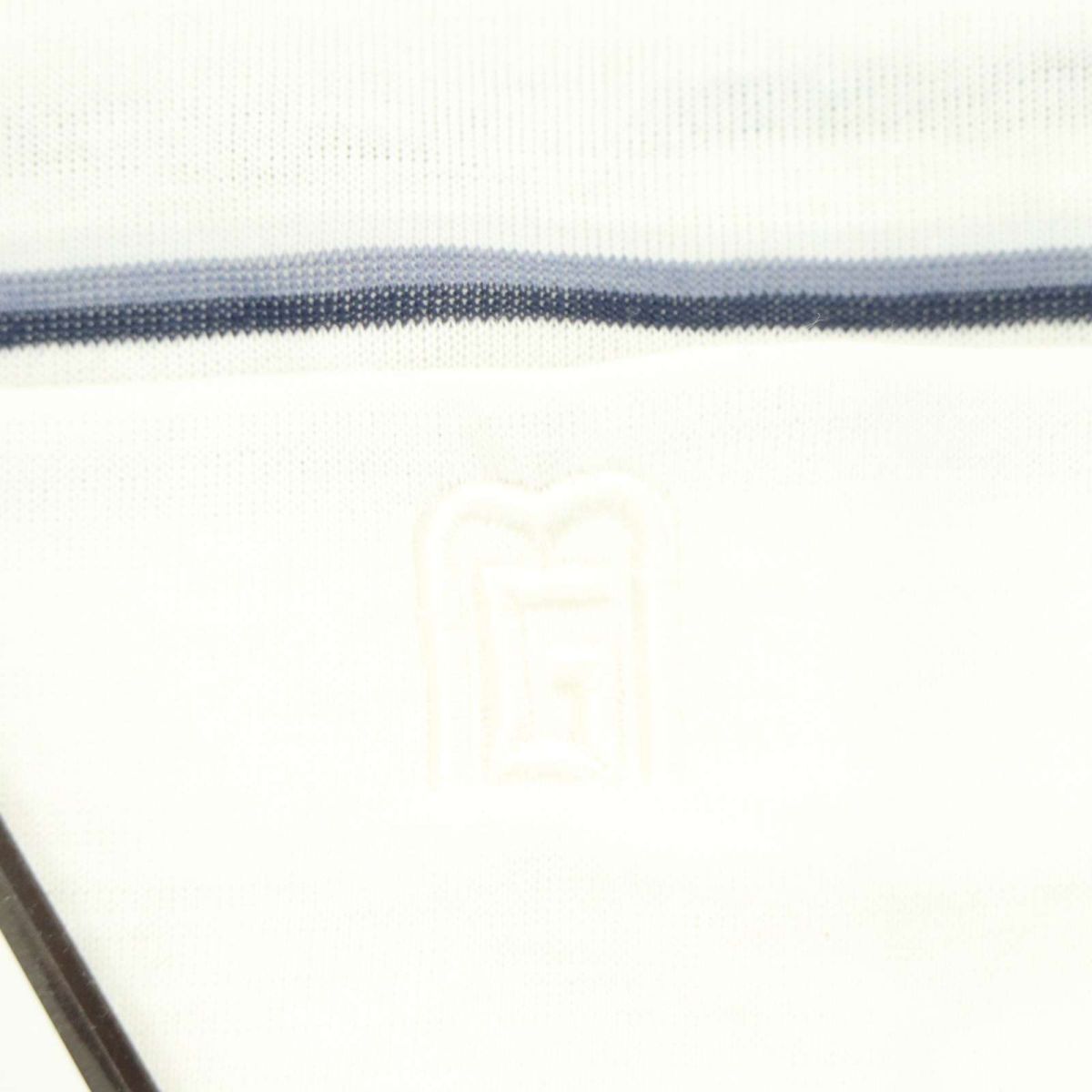 【新品 未使用】 mario GIOVANNI マリオ ジョバンニ ロゴ刺繍 長袖 ニット ボーダー ポロシャツ Sz.M メンズ 白 日本製 A4T03411_4#Cの画像3