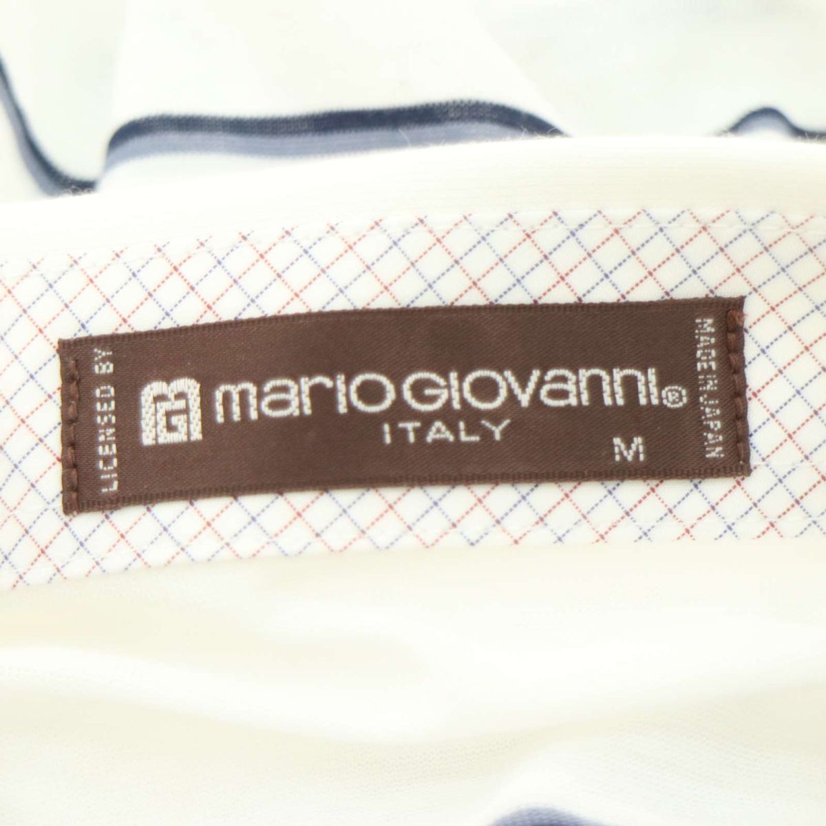 【新品 未使用】 mario GIOVANNI マリオ ジョバンニ ロゴ刺繍 長袖 ニット ボーダー ポロシャツ Sz.M メンズ 白 日本製 A4T03411_4#Cの画像8