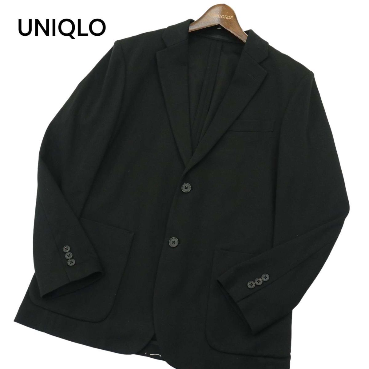 UNIQLO ユニクロ 春夏 ストレッチ★ コンフォート ジャージー 2B アンコン テーラード Sz.M　メンズ 黒　A4T03523_4#M_画像1