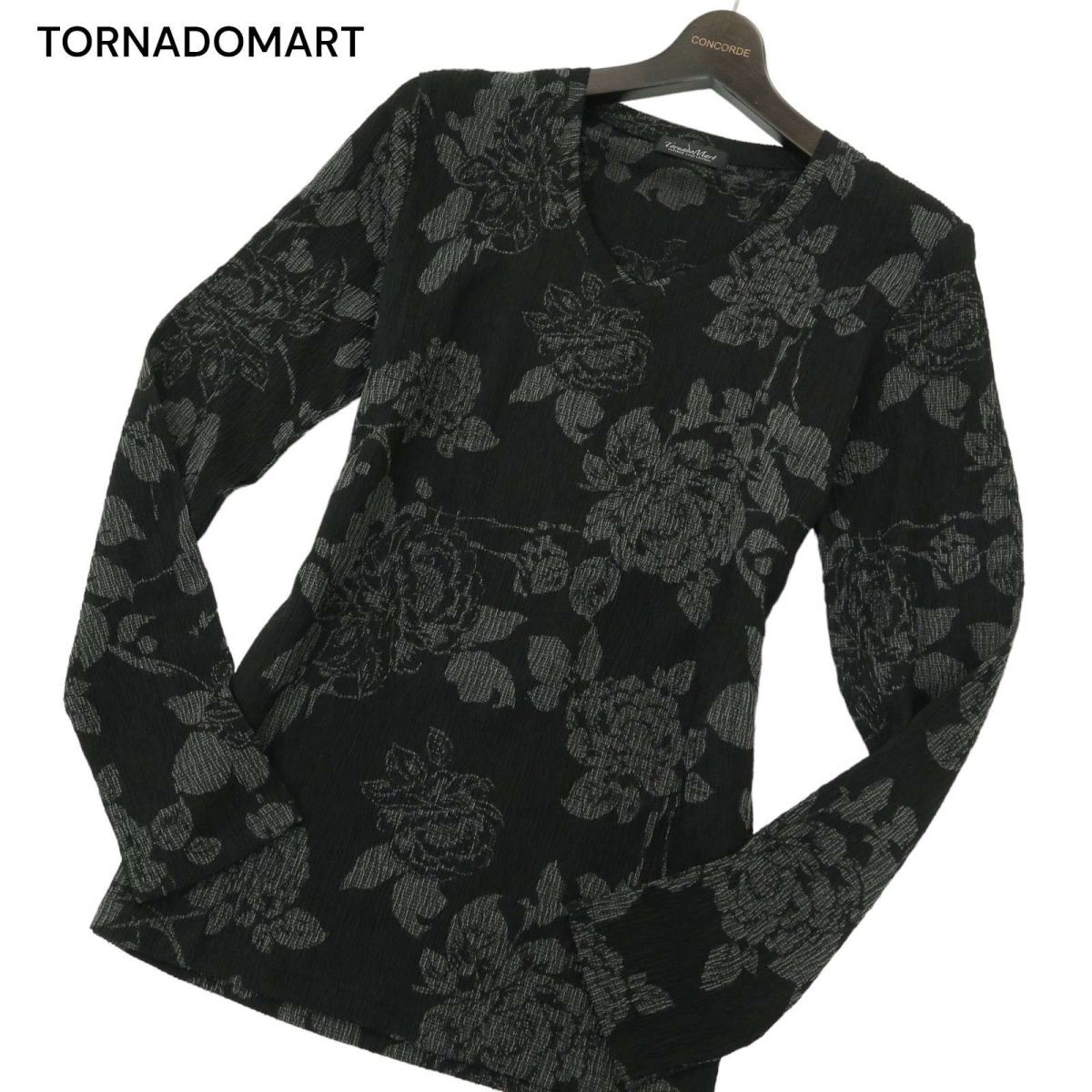 TORNADOMART トルネードマート 通年 楊柳★ 花柄 フラワー 総柄 抜染 プリント 長袖 カットソー ロンTシャツ Sz.L　メンズ　A4T03689_4#C_画像1