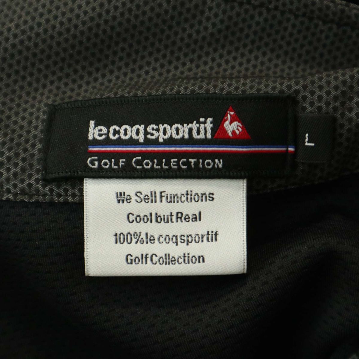 le coq sportif GOLF ルコック スポルティフ ゴルフ 春夏 ロゴ★ ハーフジップ 半袖 シャツ Sz.L　メンズ 黒　A4T03637_4#A_画像6