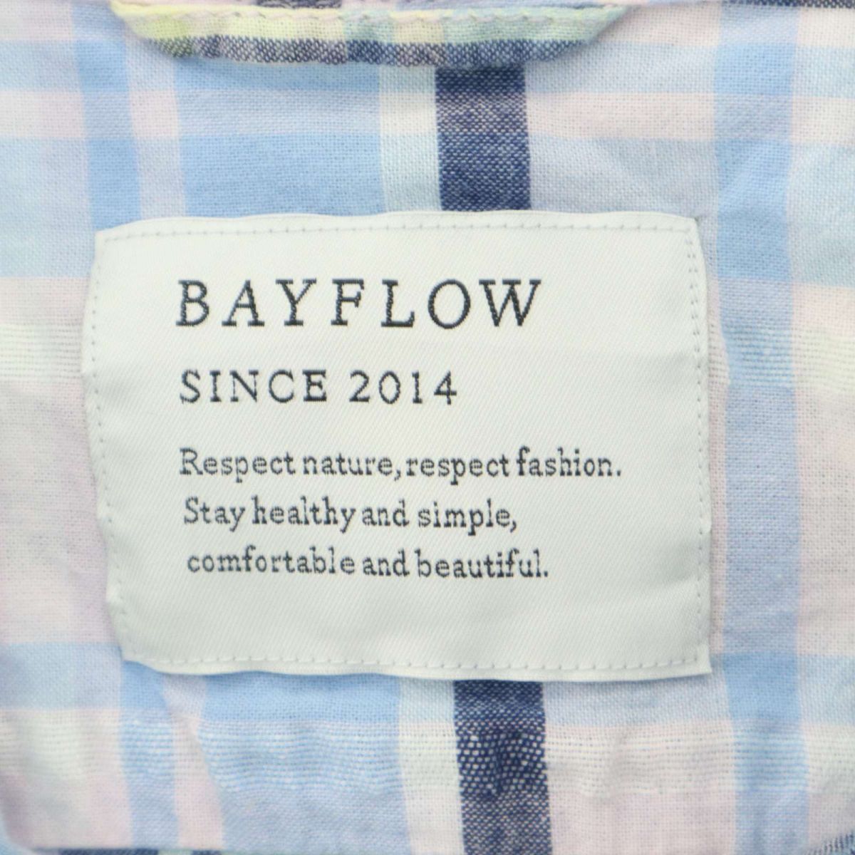 BAYFLOW ベイフロー 通年 パームツリー刺繍★ 長袖 チェック シャツ Sz.4　メンズ　A4T03745_4#C_画像6