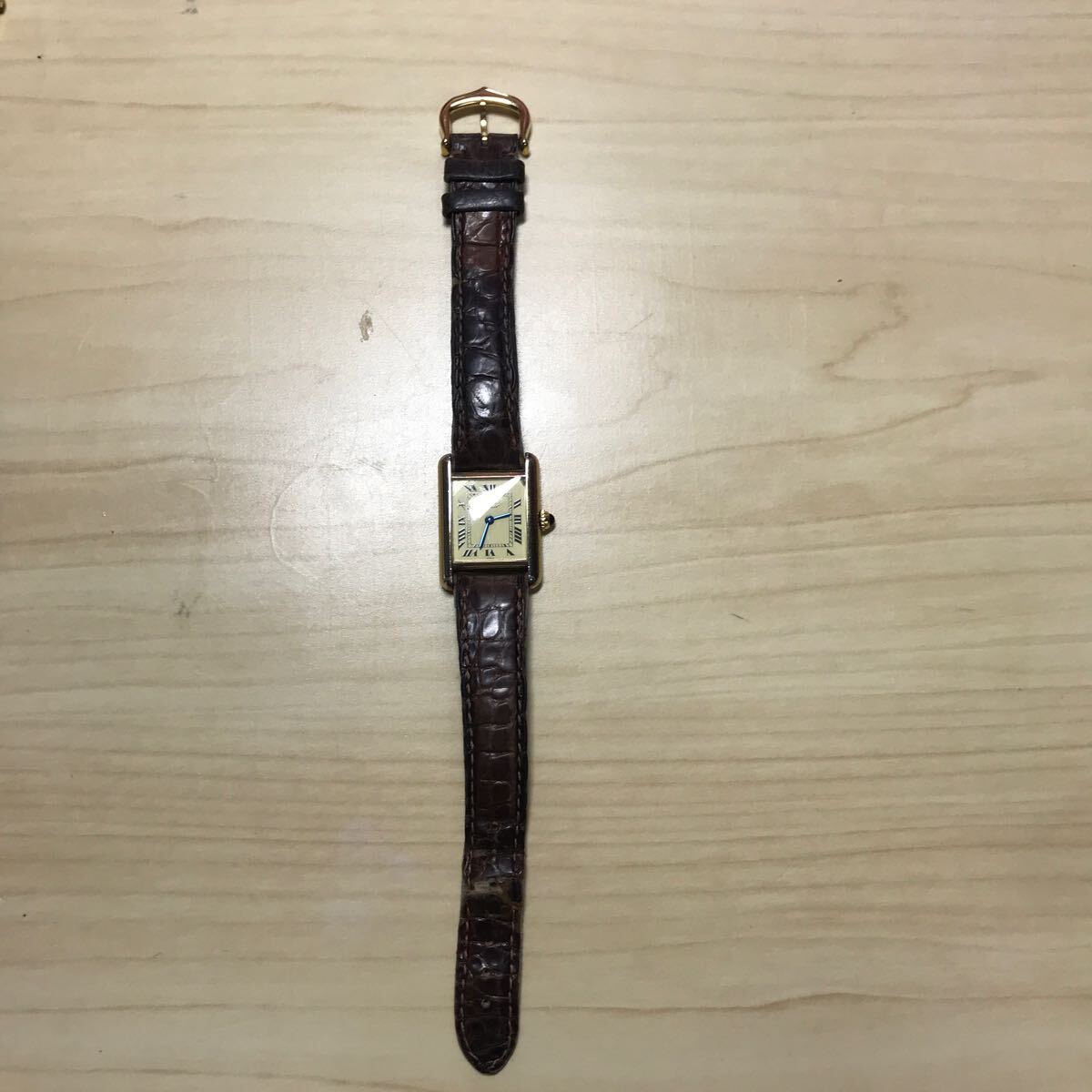 Cartier 稼働品 1613 TANK カルティエ マストタンク レディース腕時計 2針 中古 レザーベルト アイボリー ブラウン