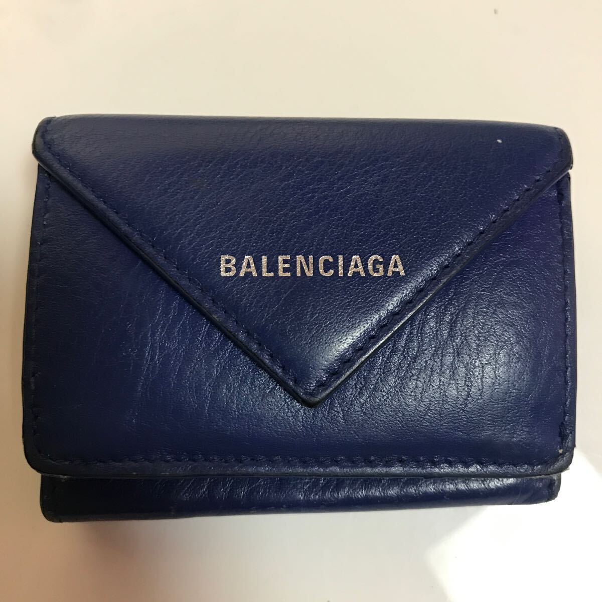 BALENCIAGA バレンシアガ 三つ折り 財布 ミニウォレット コンパクトウォレット レザー ブルー系 メンズ レディース ブランドの画像1