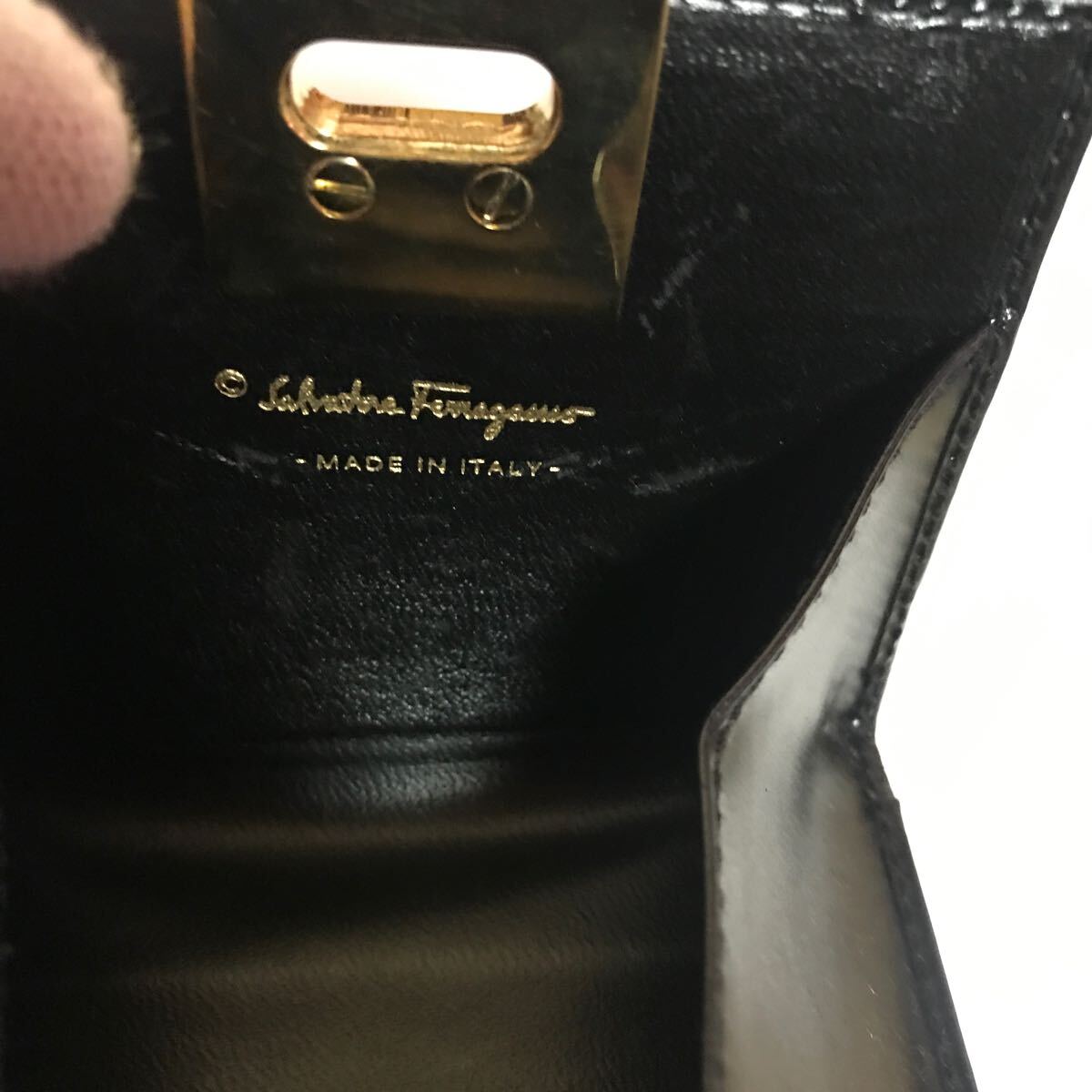 Salvatore Ferragamo コインケース サルバトーレ フェラガモ レザー ブラック 黒 小銭入れ メンズ レディース ブランド 箱付きの画像5