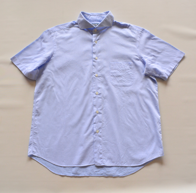 【 鎌倉シャツ Maker's Shirt 】ホリゾンタルカラー 半袖シャツ XL _画像1