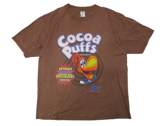 即決☆80's USA製 COCOA PUFFS ココアパフス Tシャツ ブラウン SIZE:L.ケロッグ Kellogg's シリアル 企業物 ノベルティー_画像1