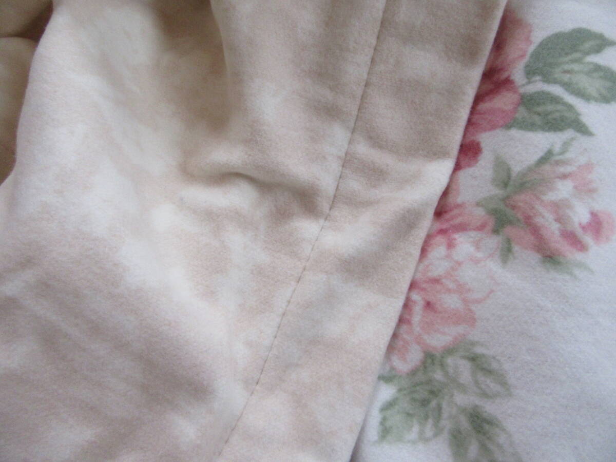 バレンチノ 綿毛布 シルク混四方ヘリ 140×200 綿90 絹10 両面プリント ピンクの画像8