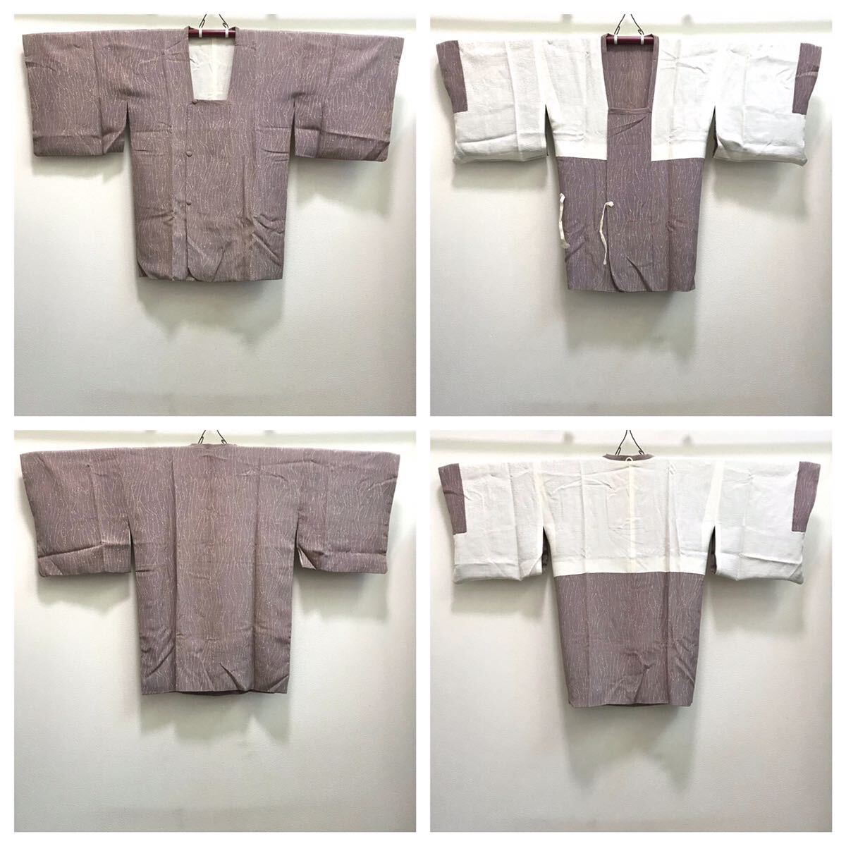 [コート]道行 美品 正絹 薄紫色 墨垂らし模様 袷 リサイクル着物 kimono japan