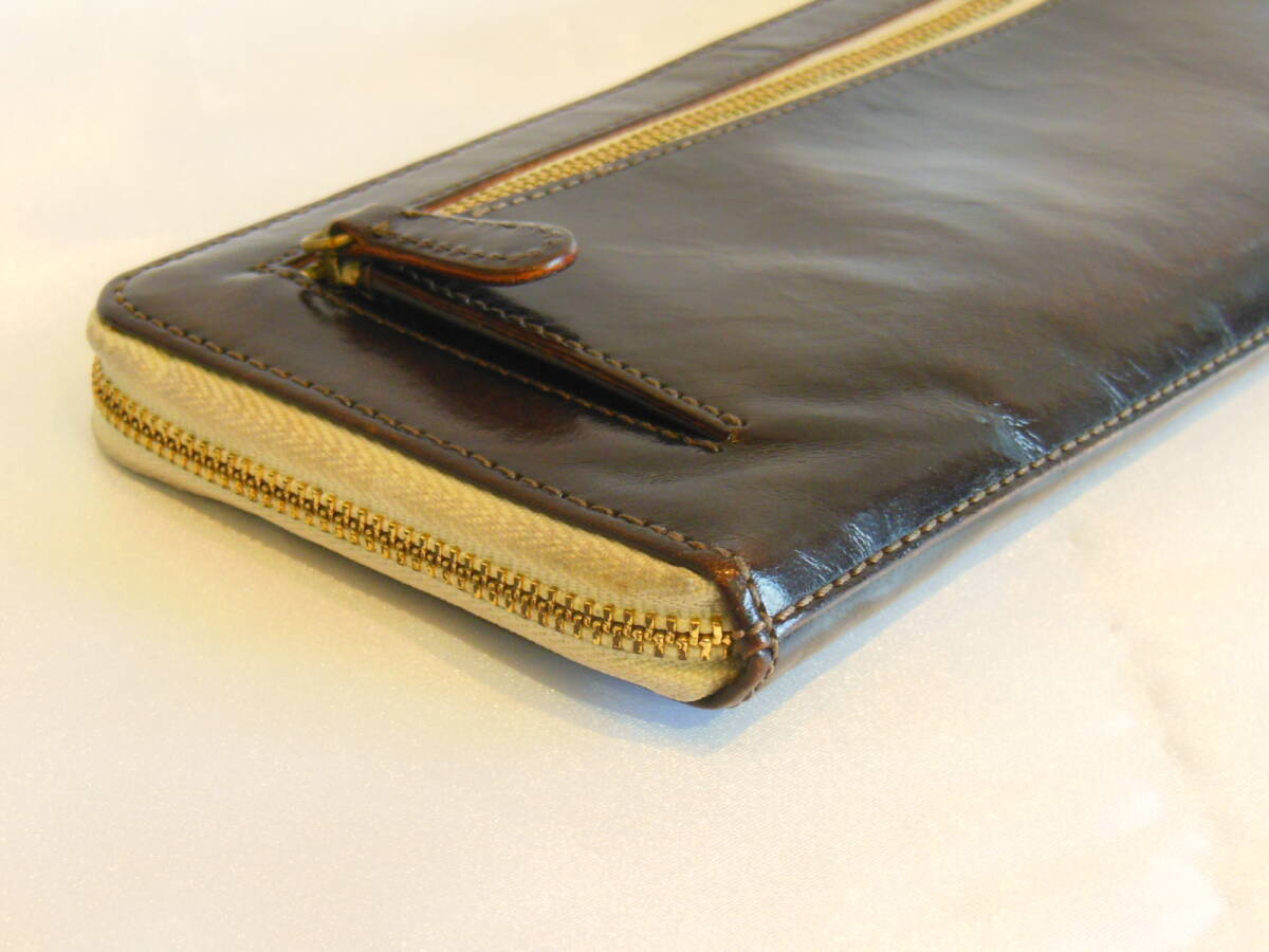 leather-g 長財布 L字ファスナー ブラウン系の画像4